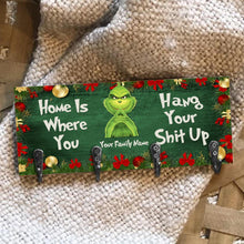 Load image into Gallery viewer, Personalized Wood Key Rack with Grinch Design for Christmas Gift
