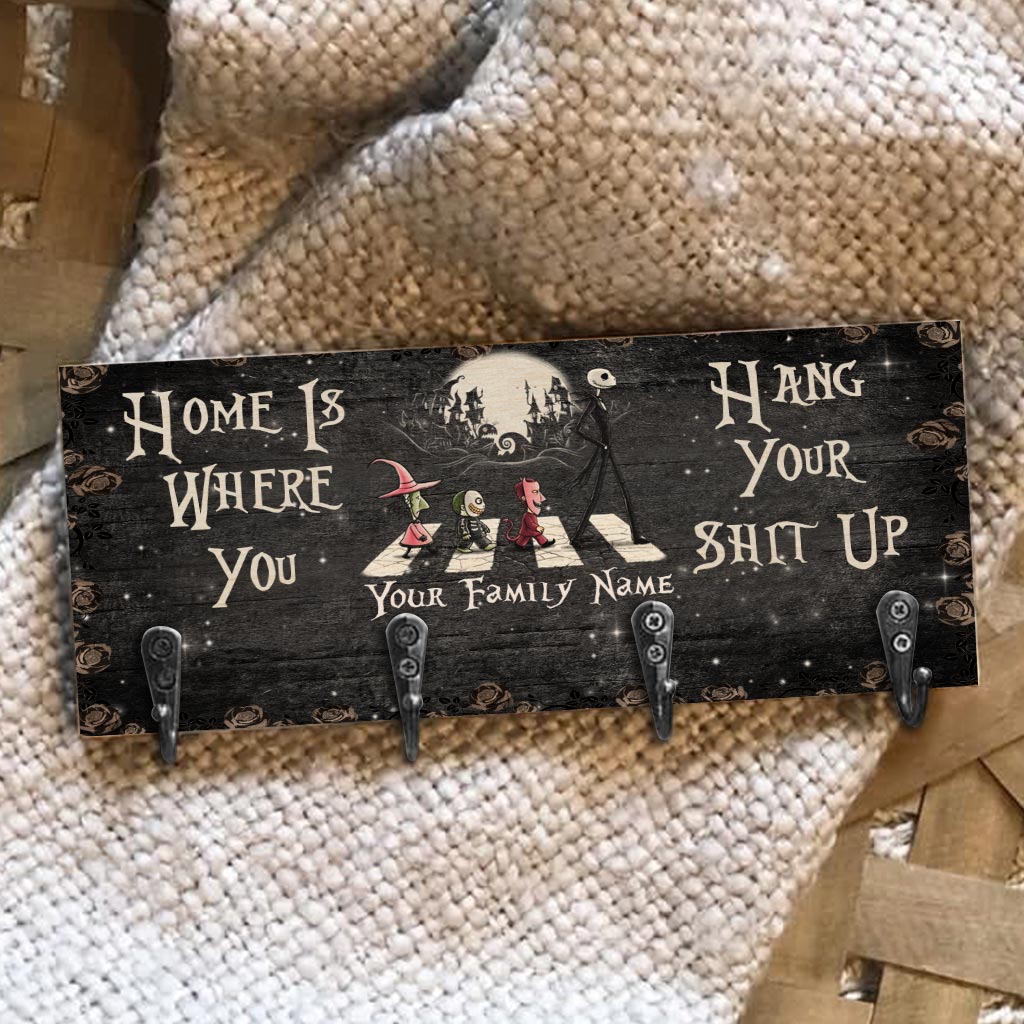 Personalized Key Rack with Family Name Wall Decor Gift