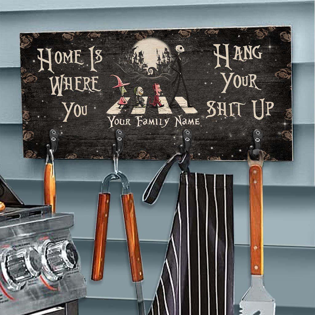 Personalized Key Rack with Family Name Wall Decor Gift