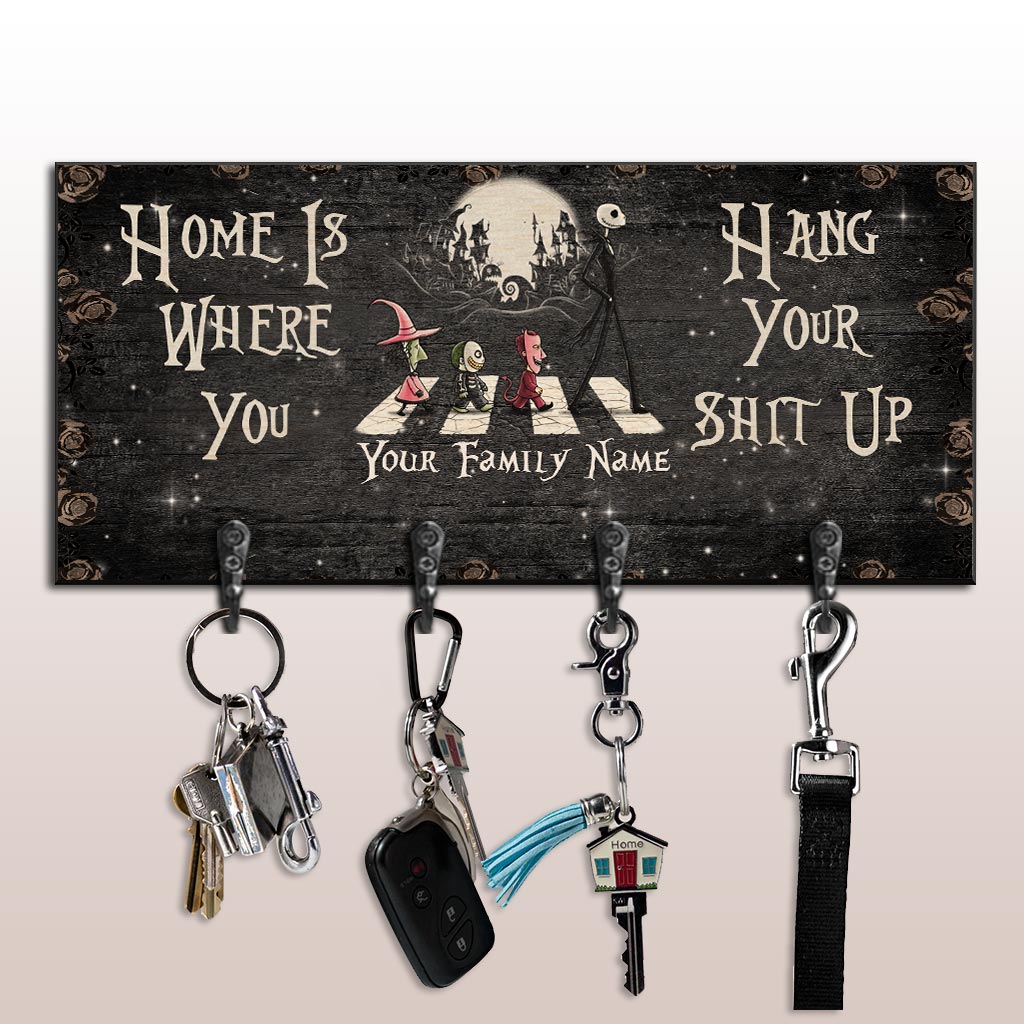 Personalized Key Rack with Family Name Wall Decor Gift