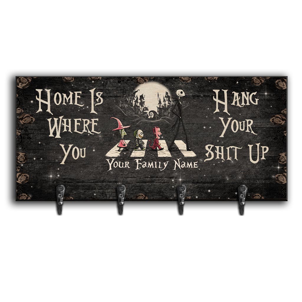 Personalized Key Rack with Family Name Wall Decor Gift