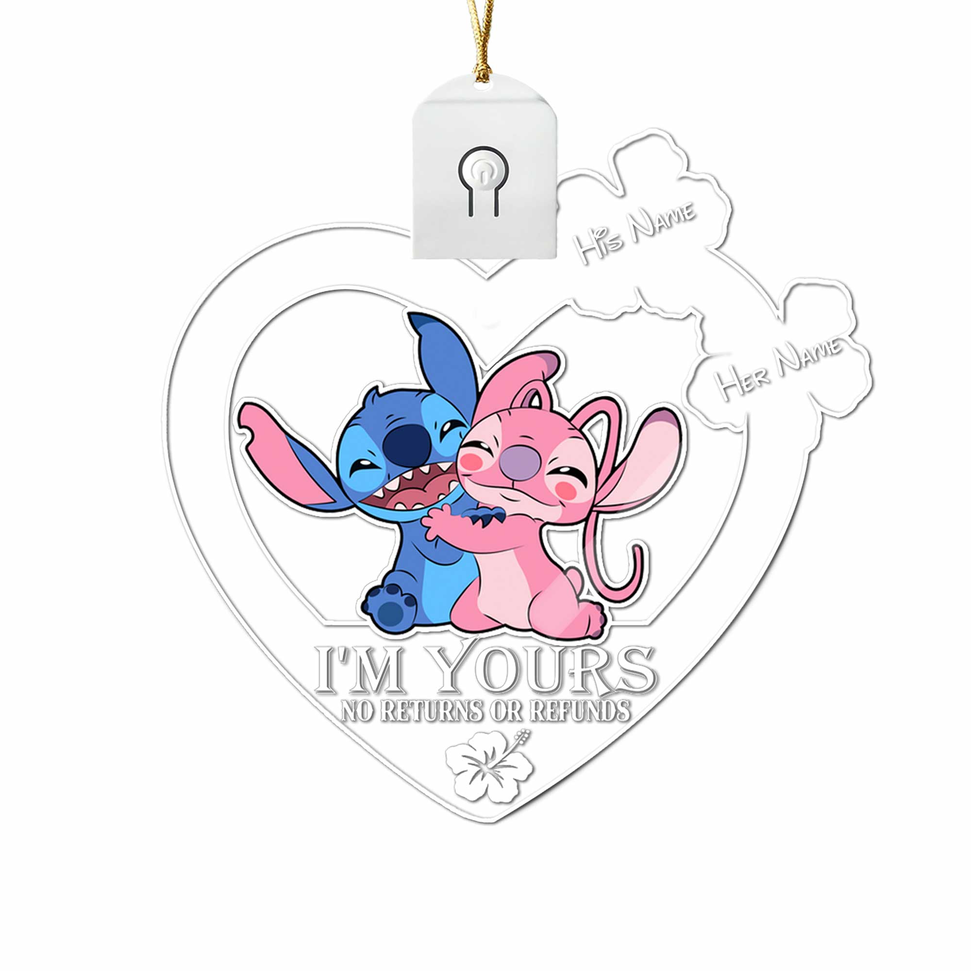 Personalized LED Acrylic Heart Ornament for Couples Christmas Gift