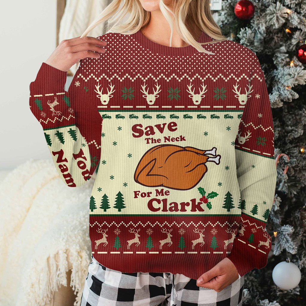 Personalized Christmas Sweater with Faux Wool Design for Family & Friends