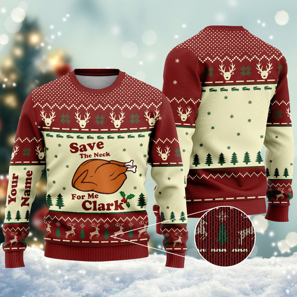 Personalized Christmas Sweater with Faux Wool Design for Family & Friends