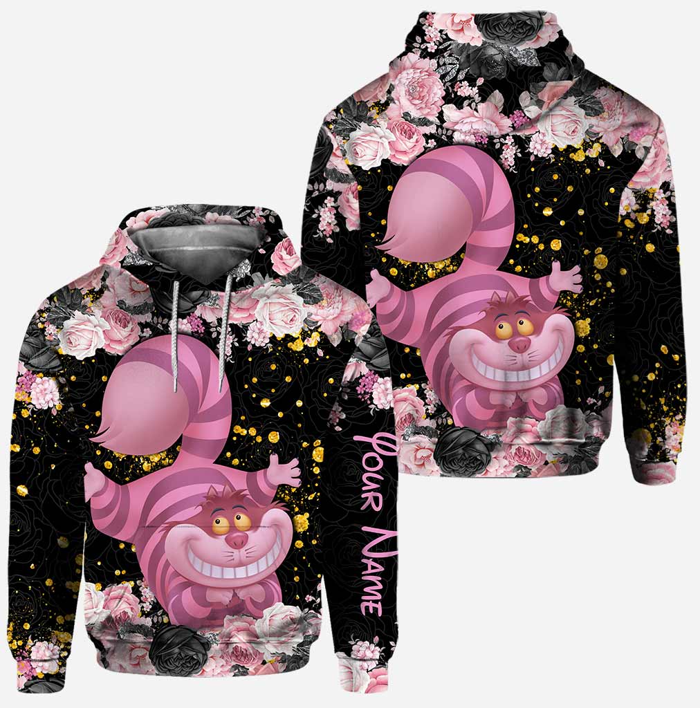 Personalized Black Pink Cat Hoodie and Leggings Set for Girls