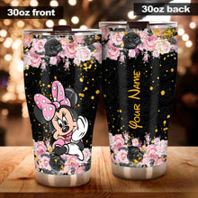 Load image into Gallery viewer, Personalized Black Pink Mouse Ears Tumbler Custom Name Gift
