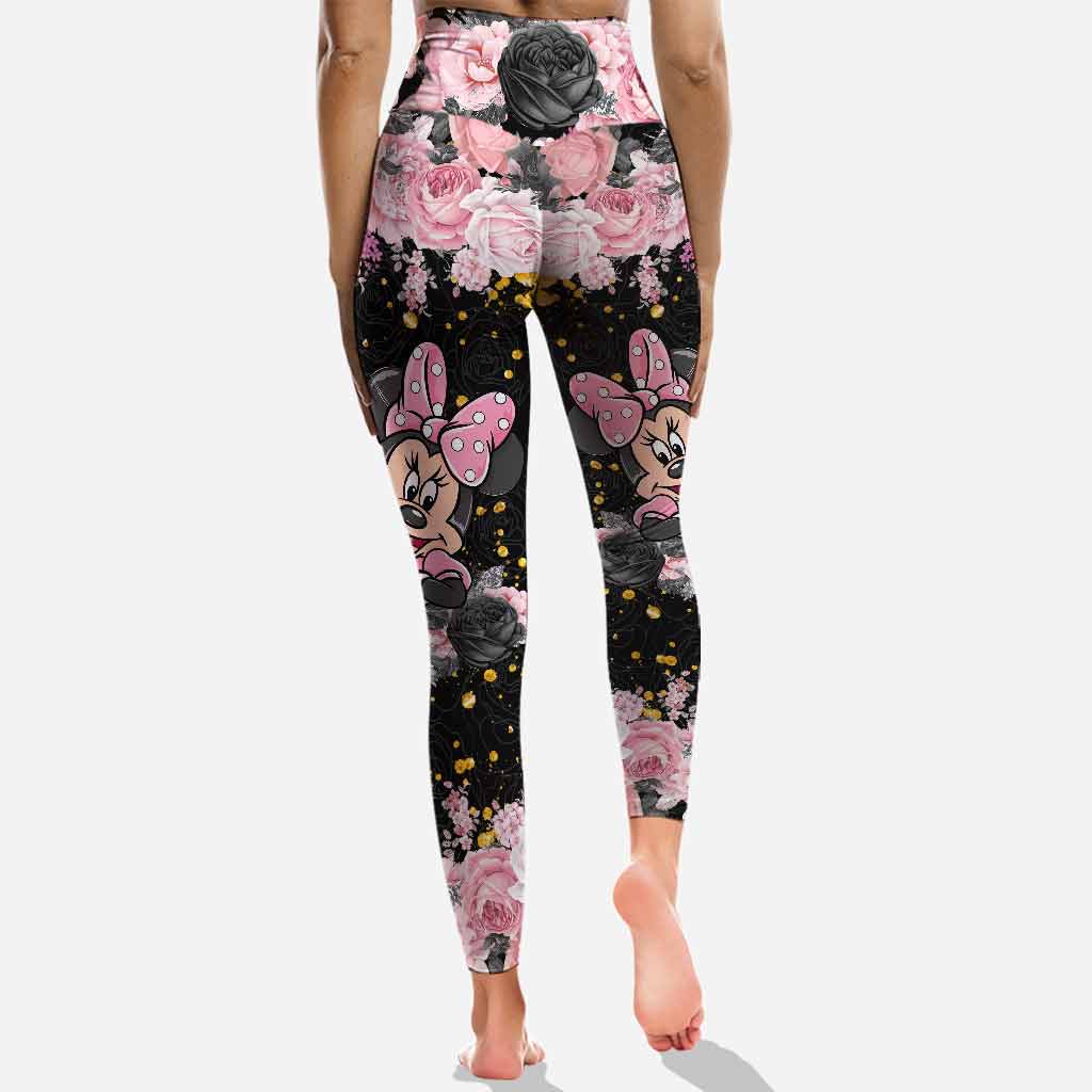 Personalized Black Pink Mouse Ears Hoodie & Leggings Set for Girls Birthday Gift