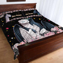 Load image into Gallery viewer, Personalized Dragon Love Story Quilt Set Custom Names Gift for Couples

