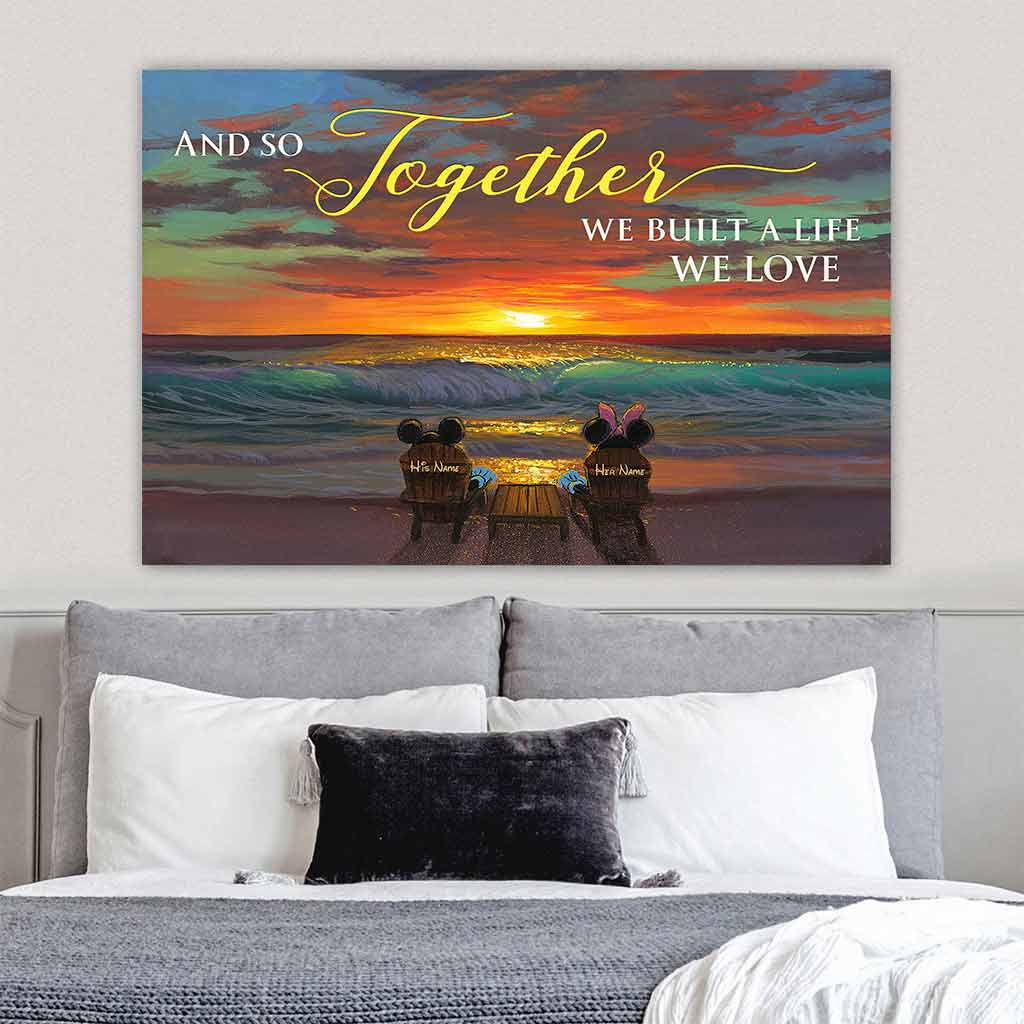 Personalized Mouse Couple Canvas Poster Gift for Engagement/Anniversary
