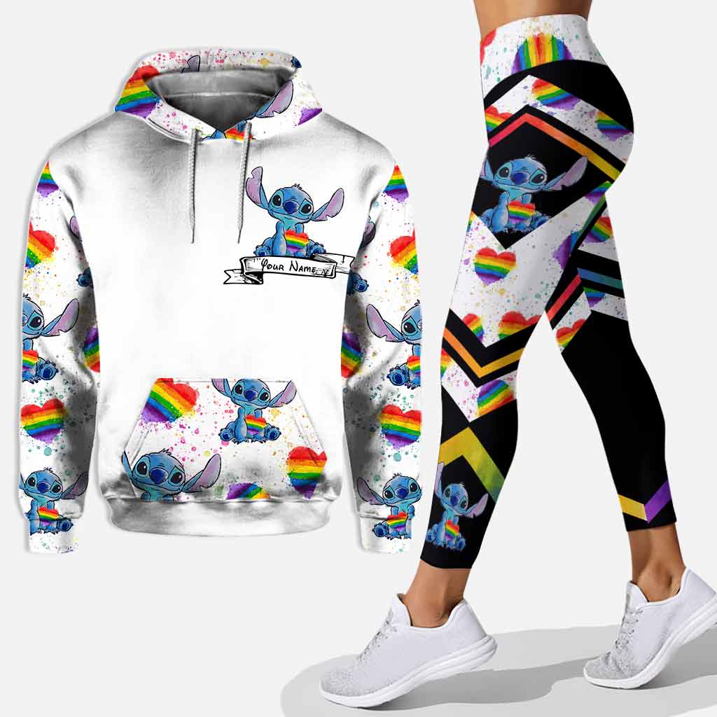 Personalized LGBT Support Hoodie and Leggings Set with Name Custom Gift