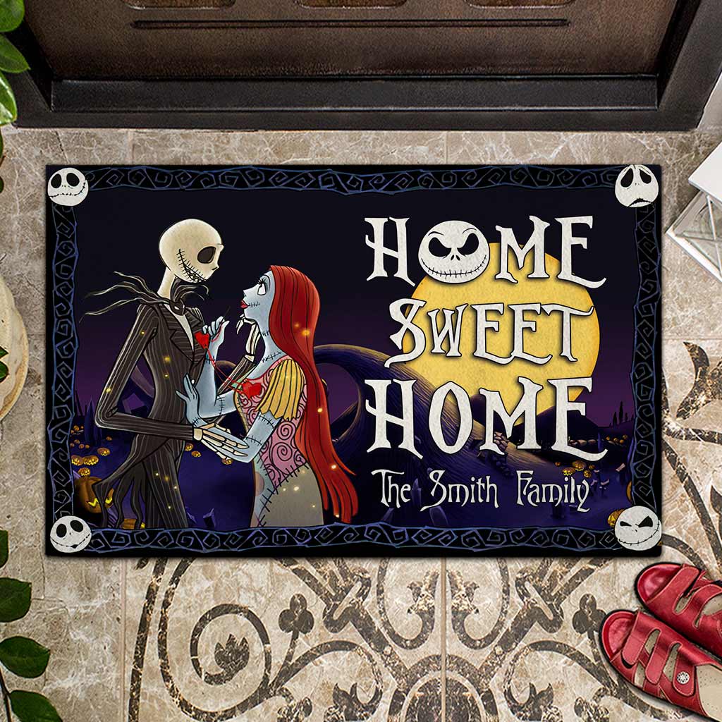 Personalized Nightmare Before Christmas Doormat for Couples