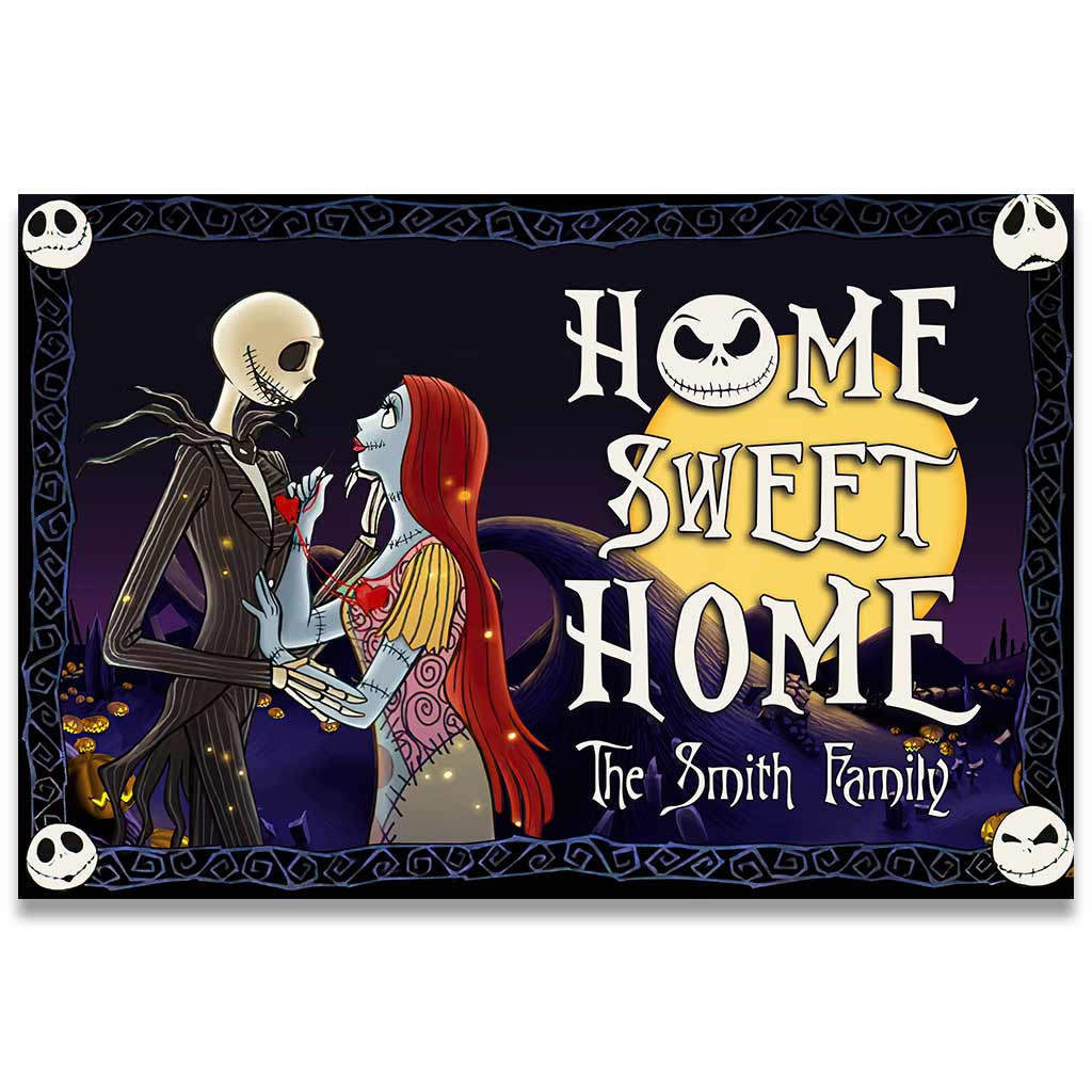 Personalized Nightmare Before Christmas Doormat for Couples