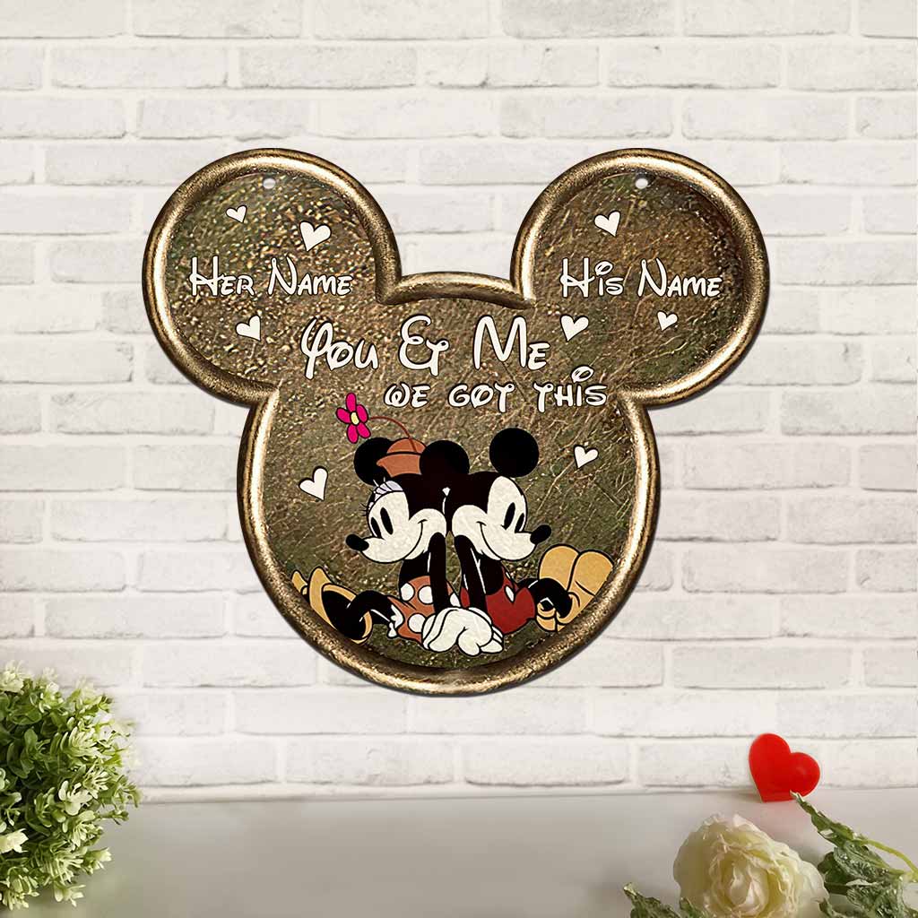 Personalized Couple Mouse Ears Metal Sign with Name Custom Gift