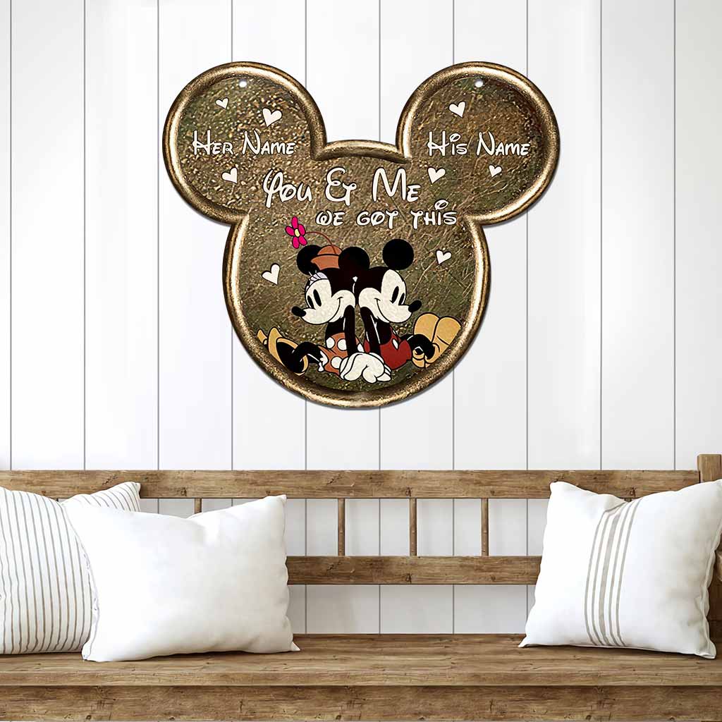 Personalized Couple Mouse Ears Metal Sign with Name Custom Gift