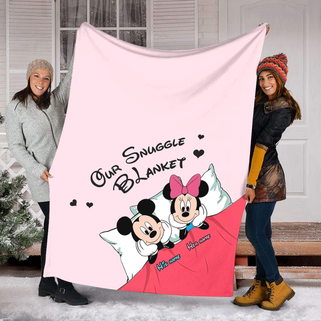 Personalized Snuggle Blanket Cute Mouse Design Gift for Couples