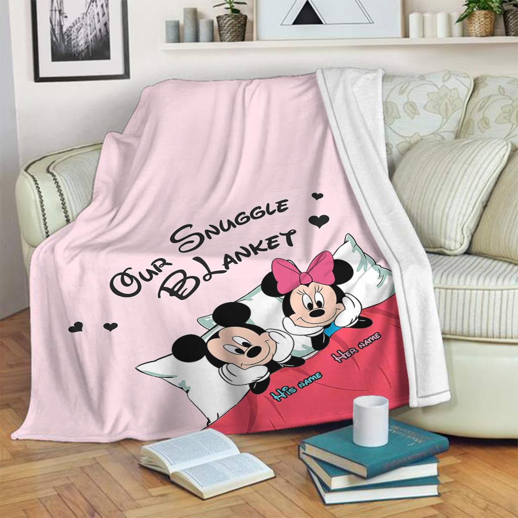 Personalized Snuggle Blanket Cute Mouse Design Gift for Couples