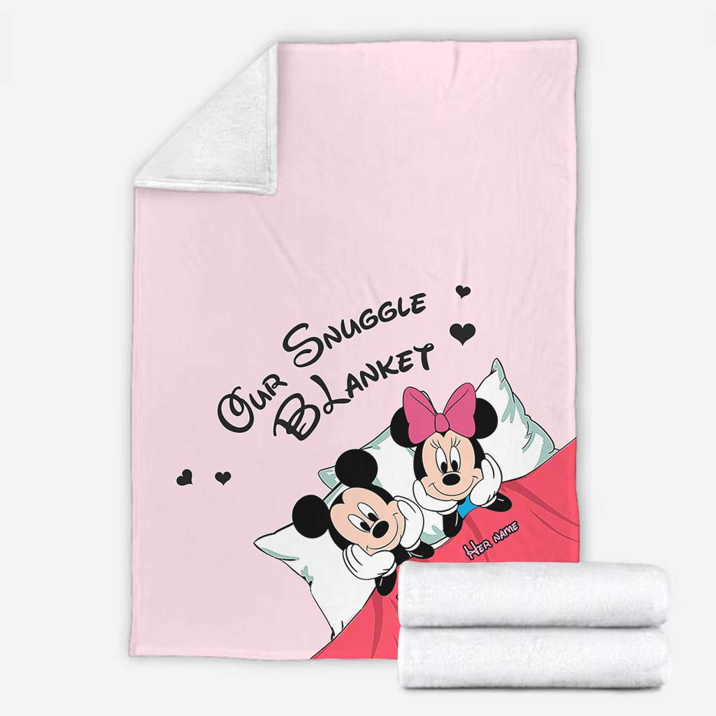 Personalized Snuggle Blanket Cute Mouse Design Gift for Couples
