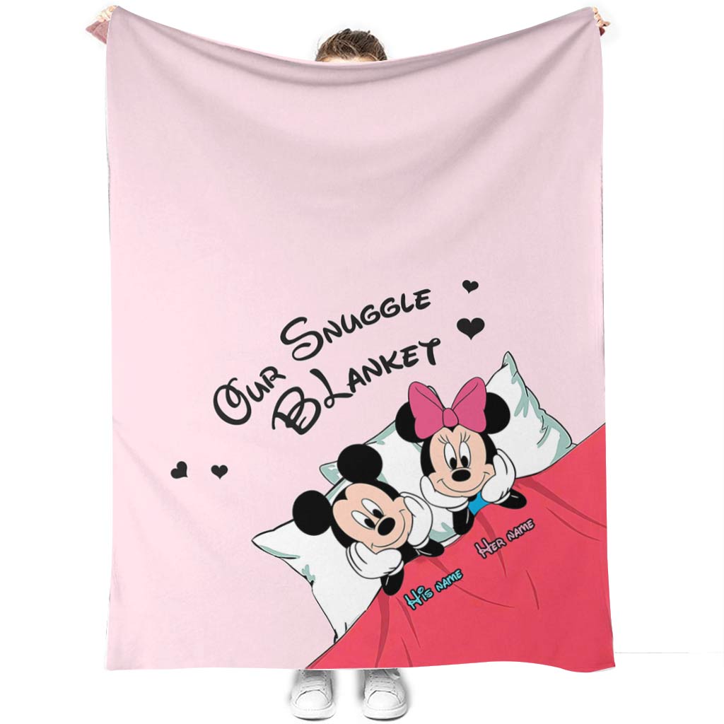 Personalized Snuggle Blanket Cute Mouse Design Gift for Couples