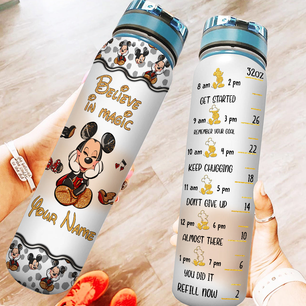 Personalized Water Tracker Bottle with Believe in Magic Design for Kids Birthday Gift