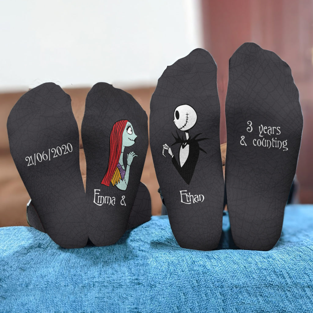 Personalized Nightmare Socks Custom Name Gift for Couples