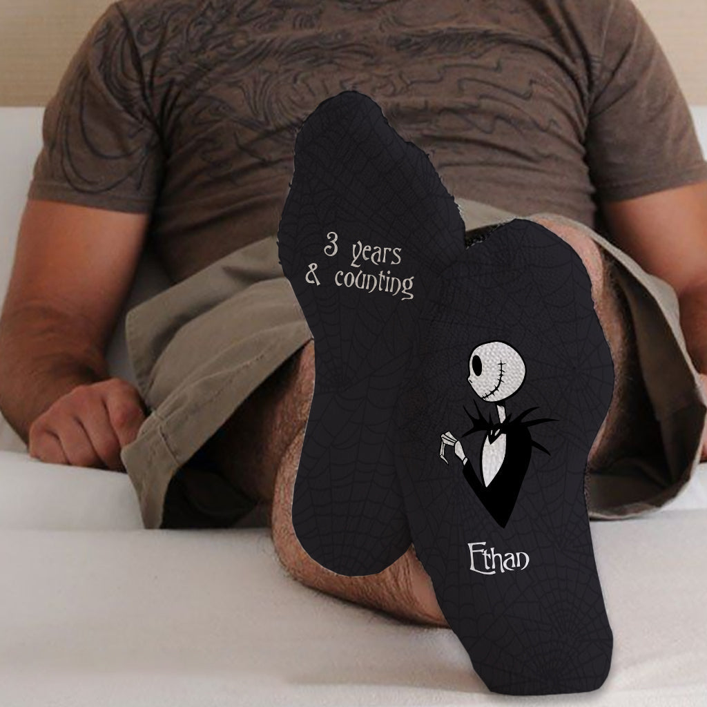 Personalized Nightmare Socks Custom Name Gift for Couples