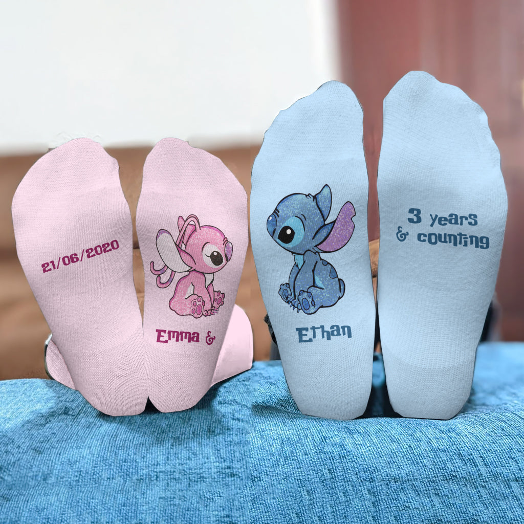 Personalized Ohana Socks Custom Couple Gift for Him & Her