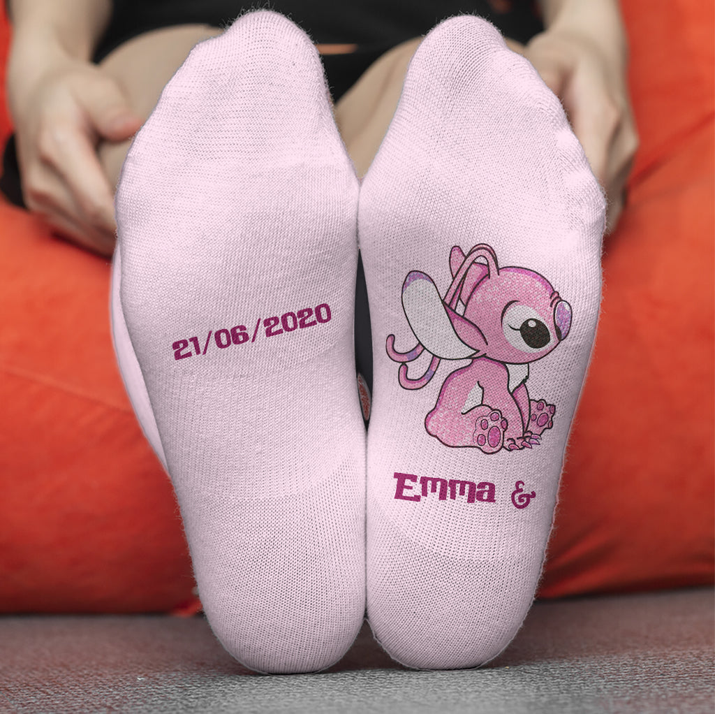 Personalized Ohana Socks Custom Couple Gift for Him & Her