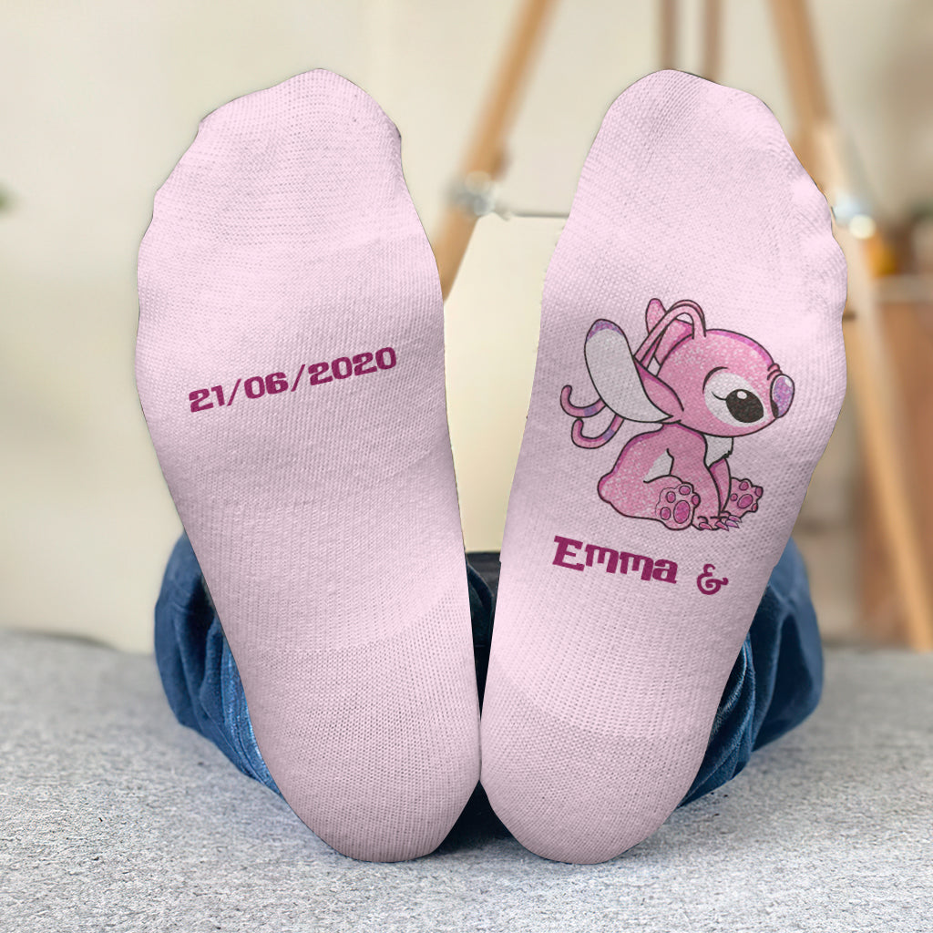 Personalized Ohana Socks Custom Couple Gift for Him & Her