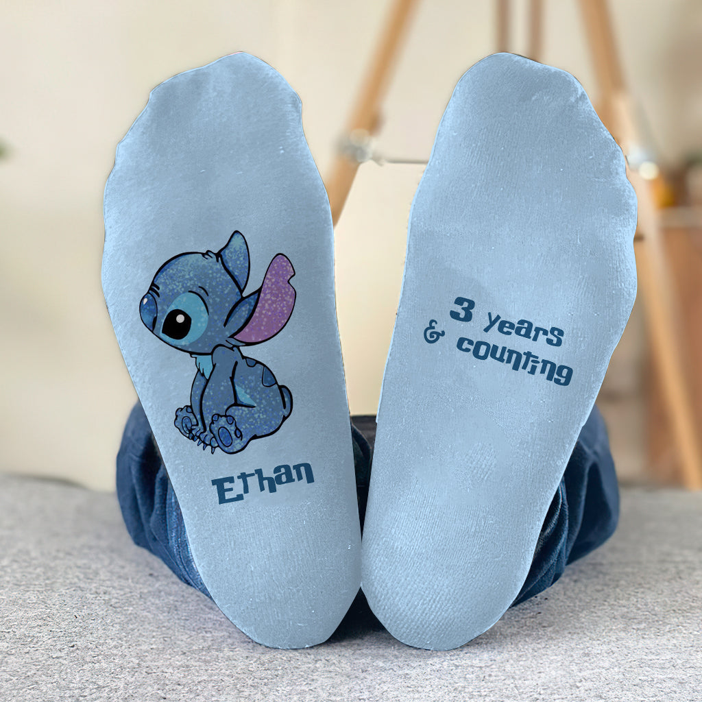 Personalized Ohana Socks Custom Couple Gift for Him & Her