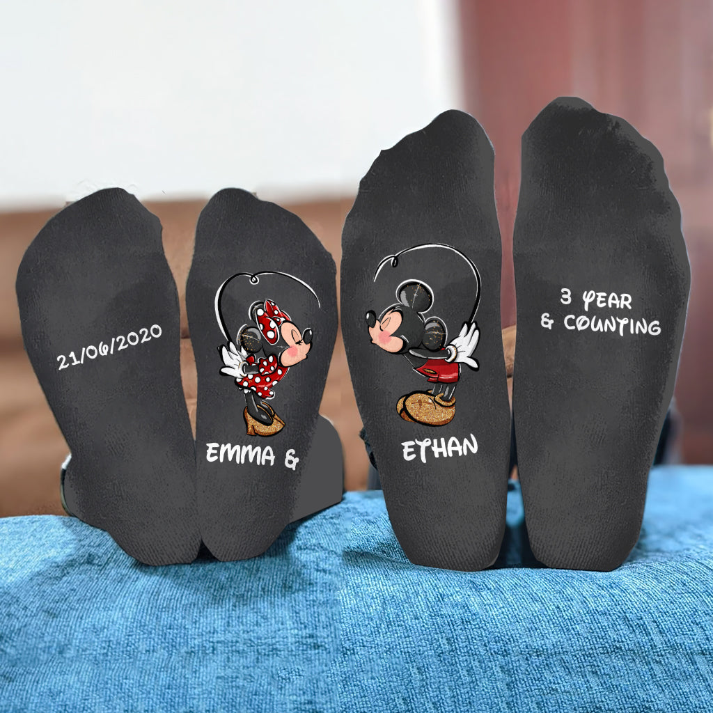 Personalized Mouse Ears Socks Custom Name Gift for Couples