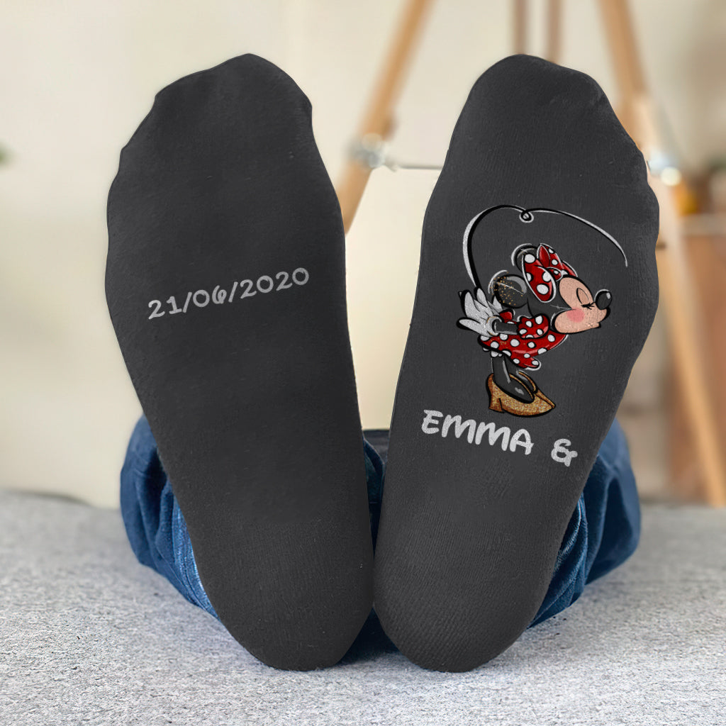 Personalized Mouse Ears Socks Custom Name Gift for Couples