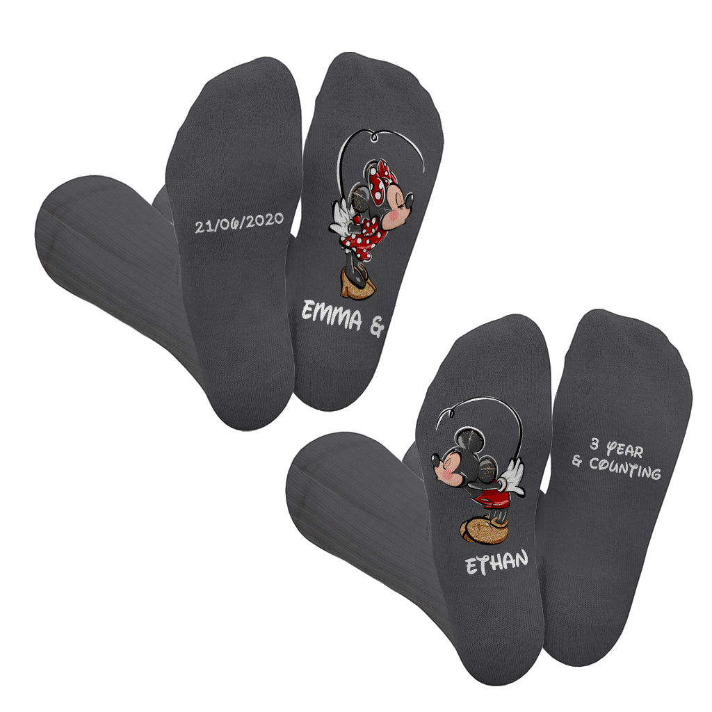 Personalized Mouse Ears Socks Custom Name Gift for Couples