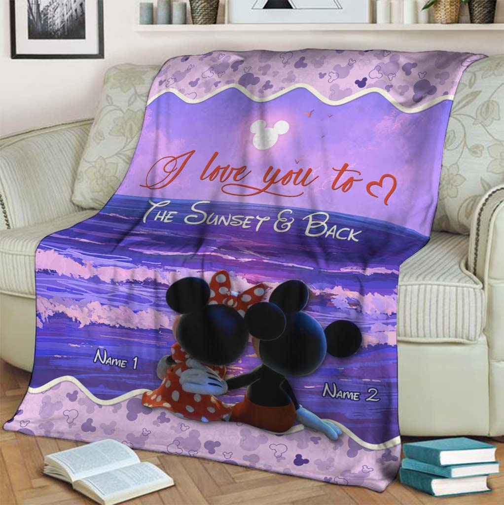 Personalized Couple Blanket I Love You To The Sunset & Back