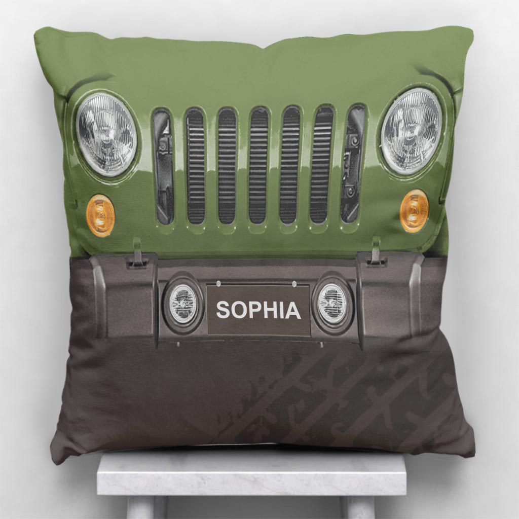 Personalized Jeep Throw Pillow Custom Name Gift for Dad