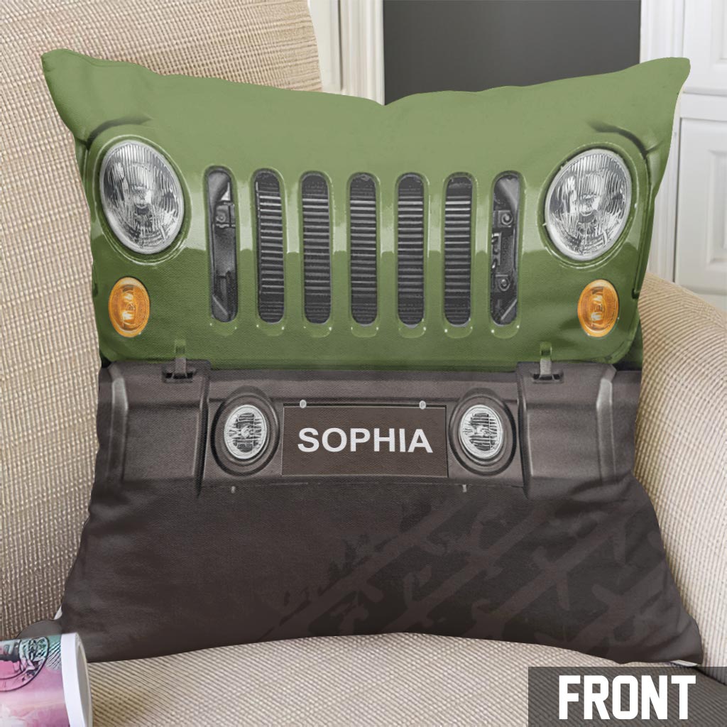 Personalized Jeep Throw Pillow Custom Name Gift for Dad