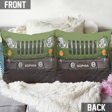 Load image into Gallery viewer, Personalized Jeep Throw Pillow Custom Name Gift for Dad
