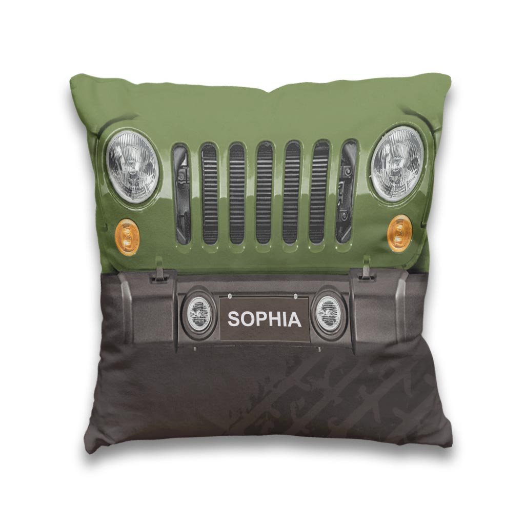 Personalized Jeep Throw Pillow Custom Name Gift for Dad
