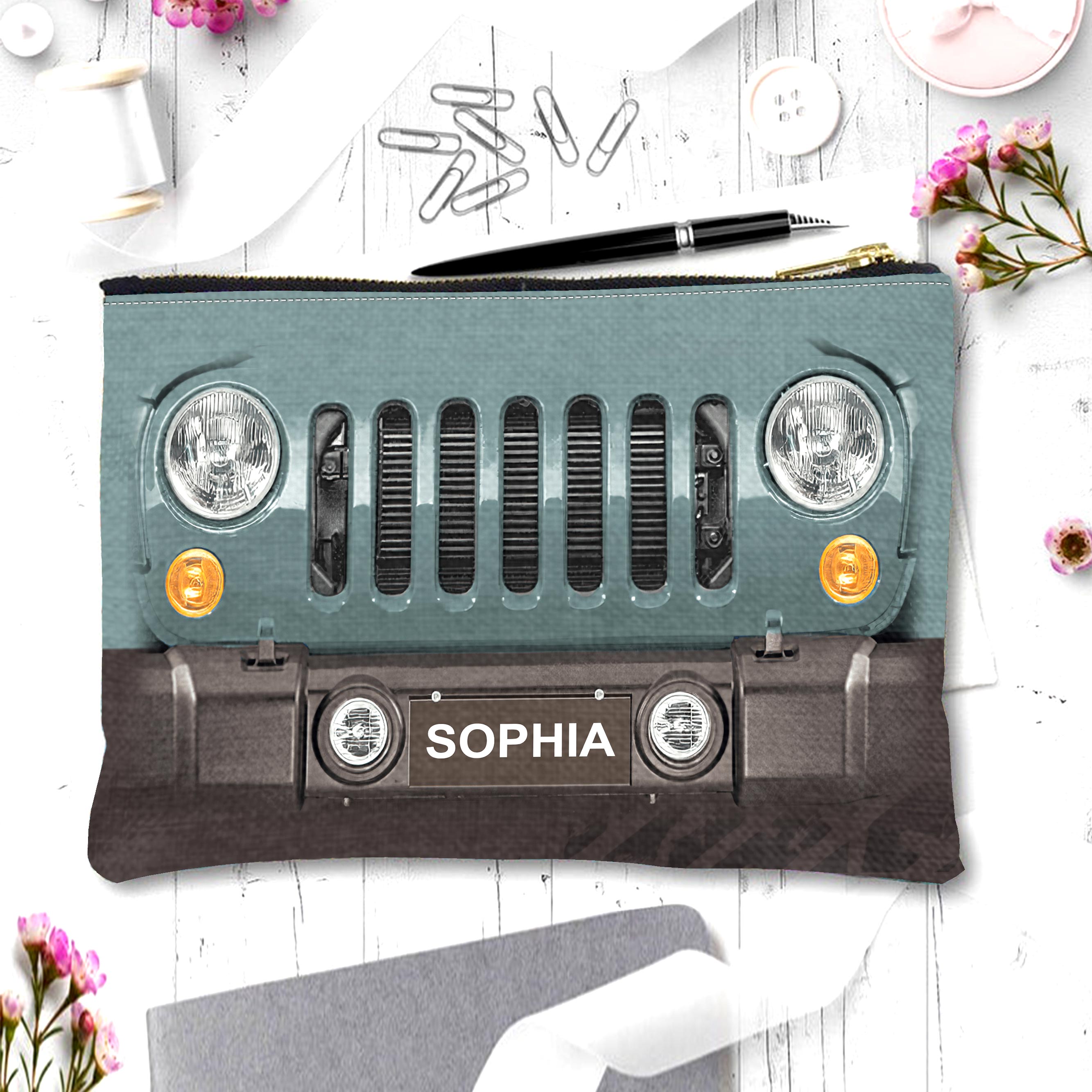 Personalized Jeep Pouch with Name Custom Gift for Her