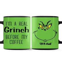 Load image into Gallery viewer, Personalized Grinch Coffee Mug Custom Name Fun Christmas Gift
