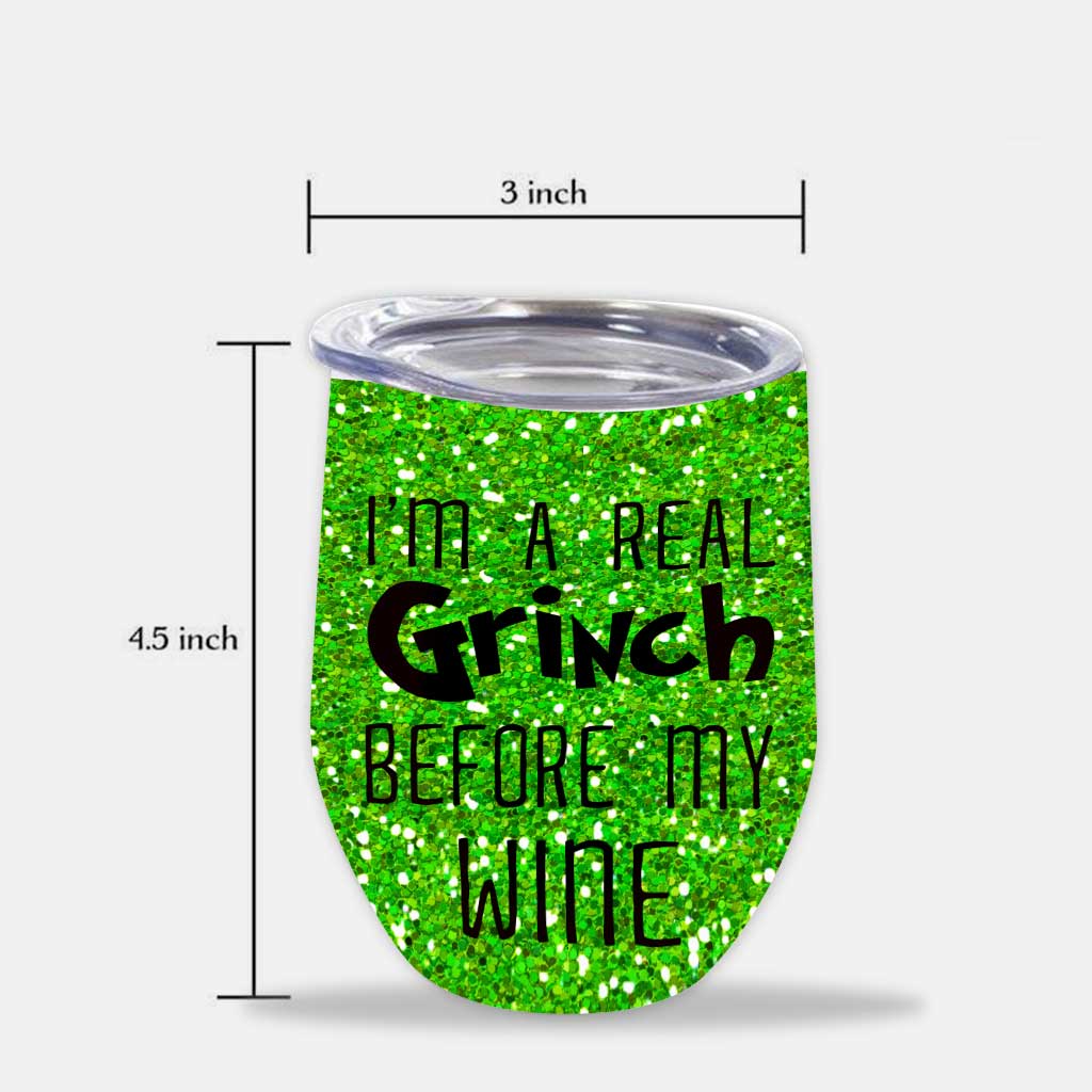 Personalized Grinch Wine Tumbler Custom Name Christmas Gift