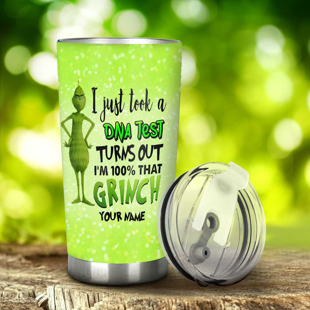 Personalized Grinch DNA Test Tumbler Custom Name Holiday Gift