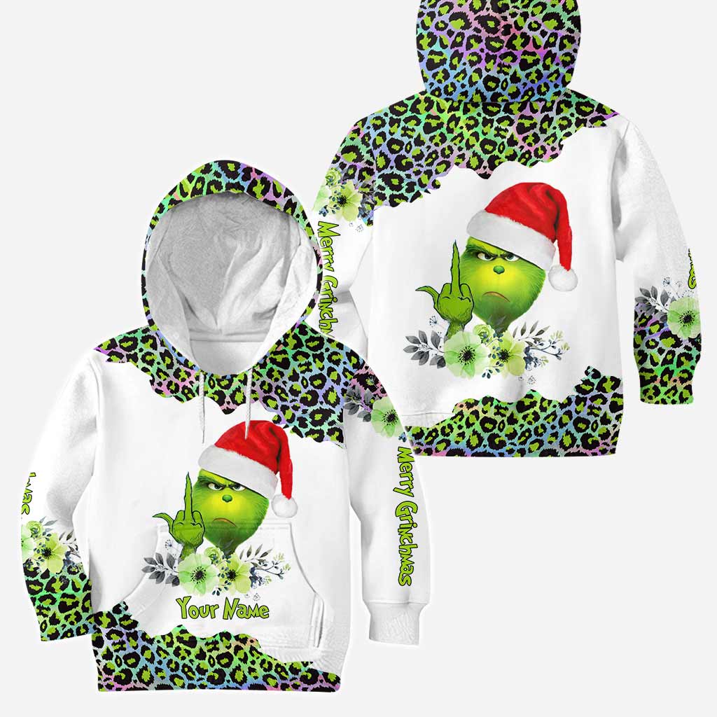 Personalized Grinch Hoodie & Leggings Set Custom Name Gift for Christmas
