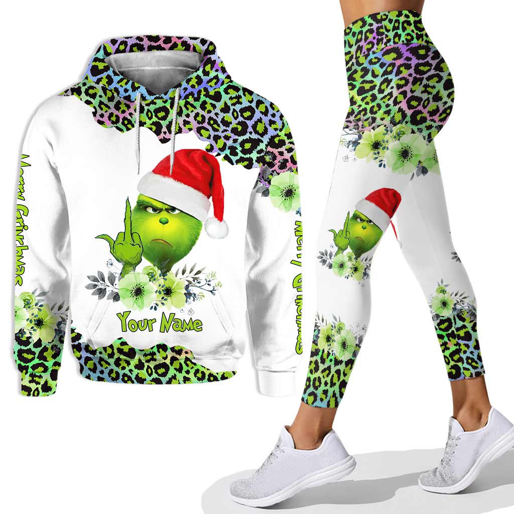 Personalized Grinch Hoodie & Leggings Set Custom Name Gift for Christmas