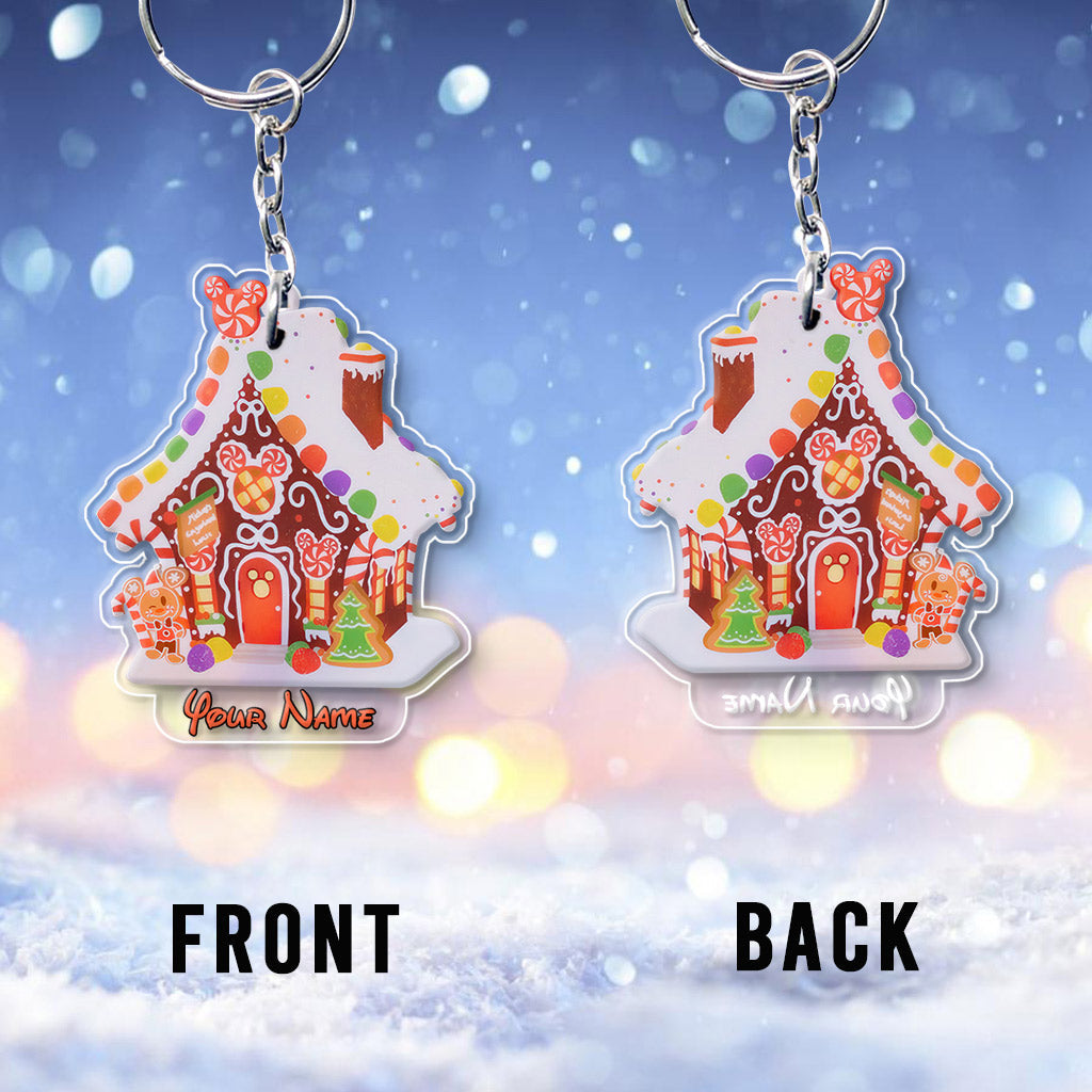 Personalized Gingerbread House Keychain Custom Name Gift