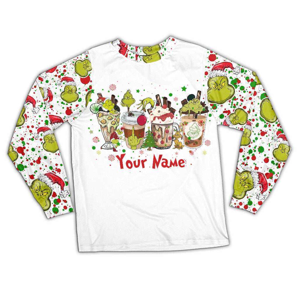 Personalized Christmas Pajamas Set with Grinch Design for Kids and Family