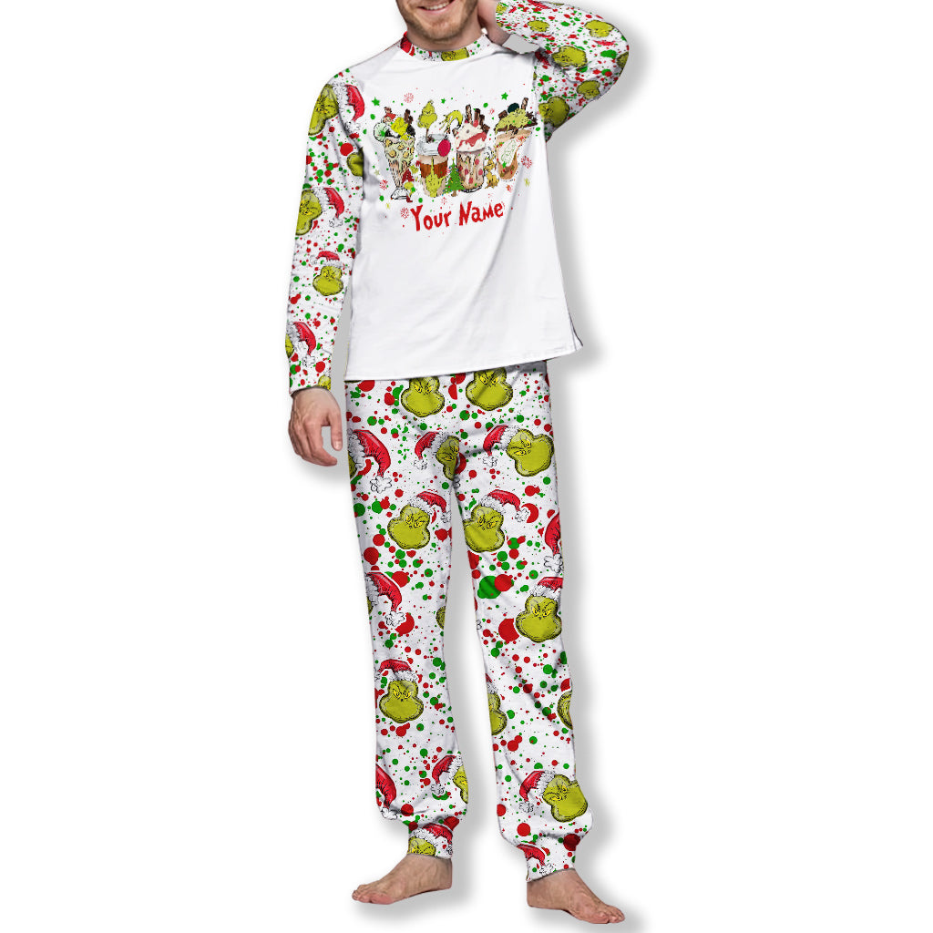 Personalized Christmas Pajamas Set with Grinch Design for Kids and Family