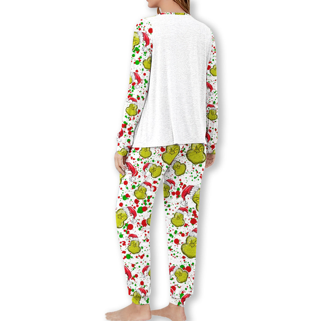 Personalized Christmas Pajamas Set with Grinch Design for Kids and Family