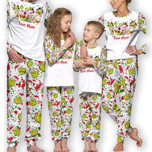 Load image into Gallery viewer, Personalized Christmas Pajamas Set with Grinch Design for Kids and Family
