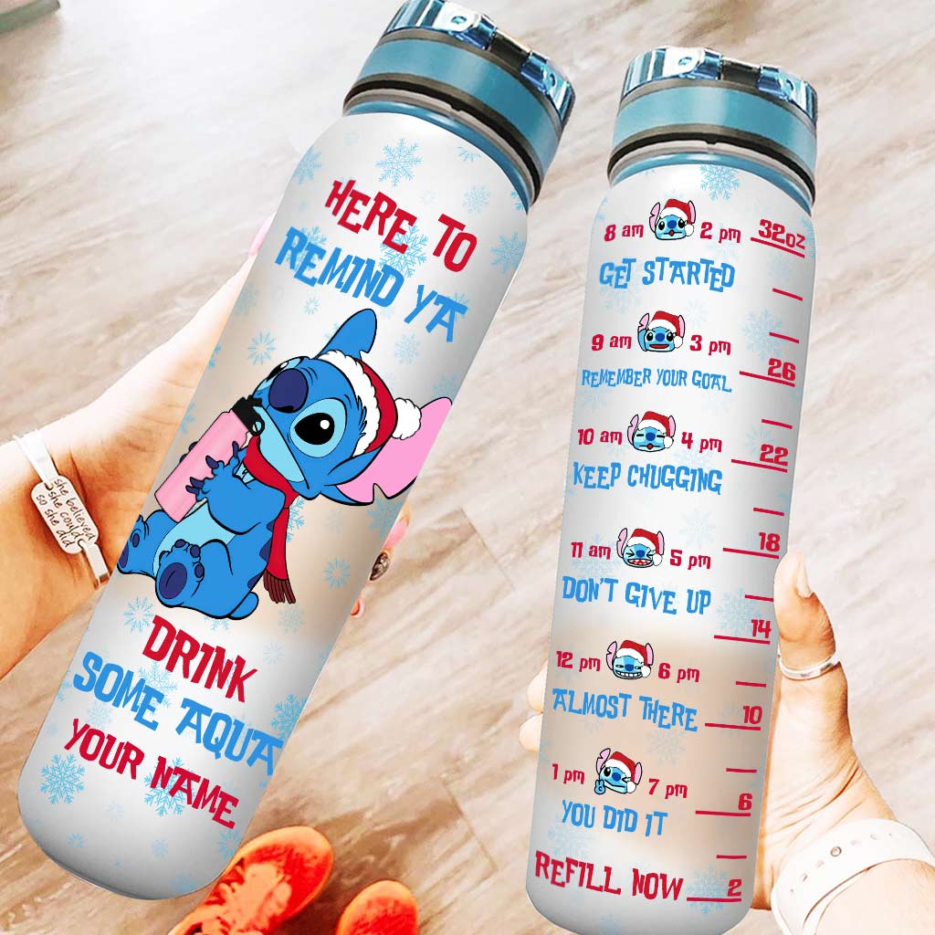 Personalized Water Tracker Bottle with Time Markers for Christmas Gift