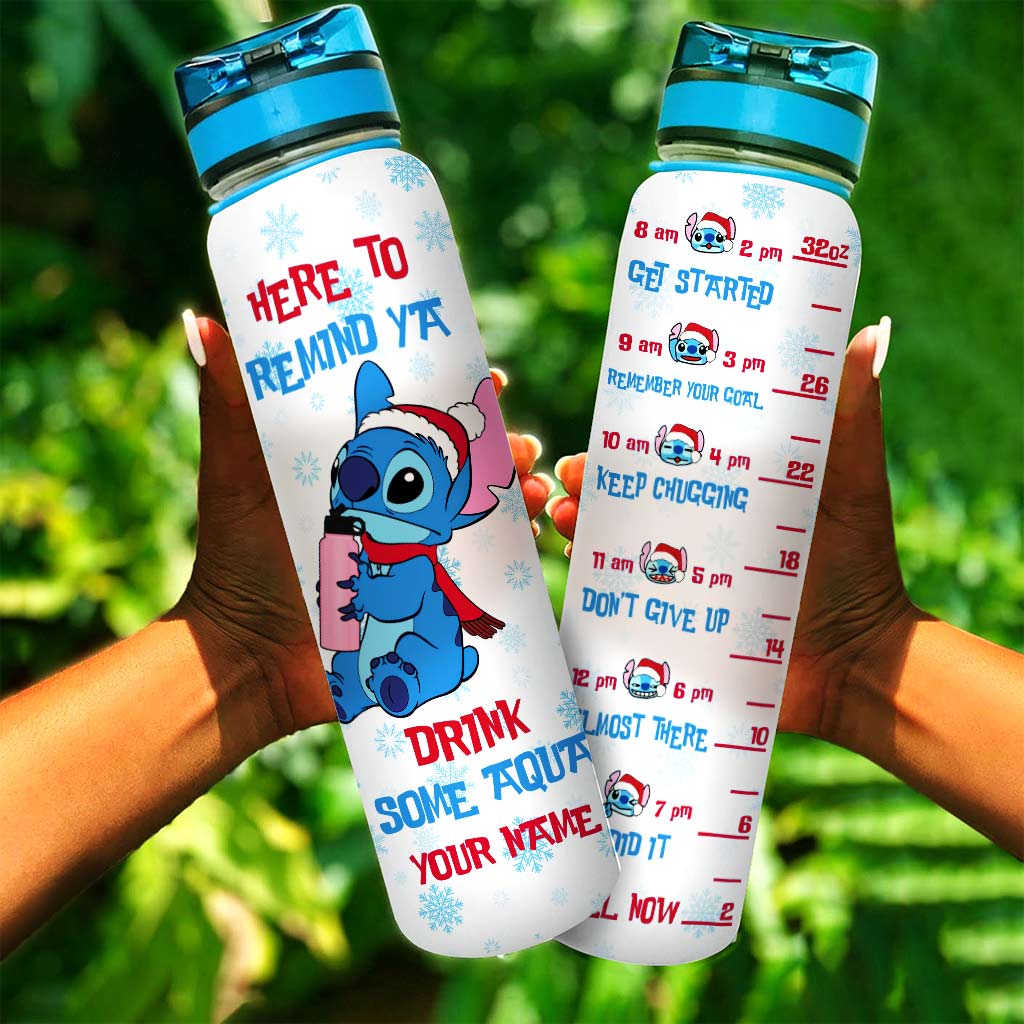 Personalized Water Tracker Bottle with Time Markers for Christmas Gift